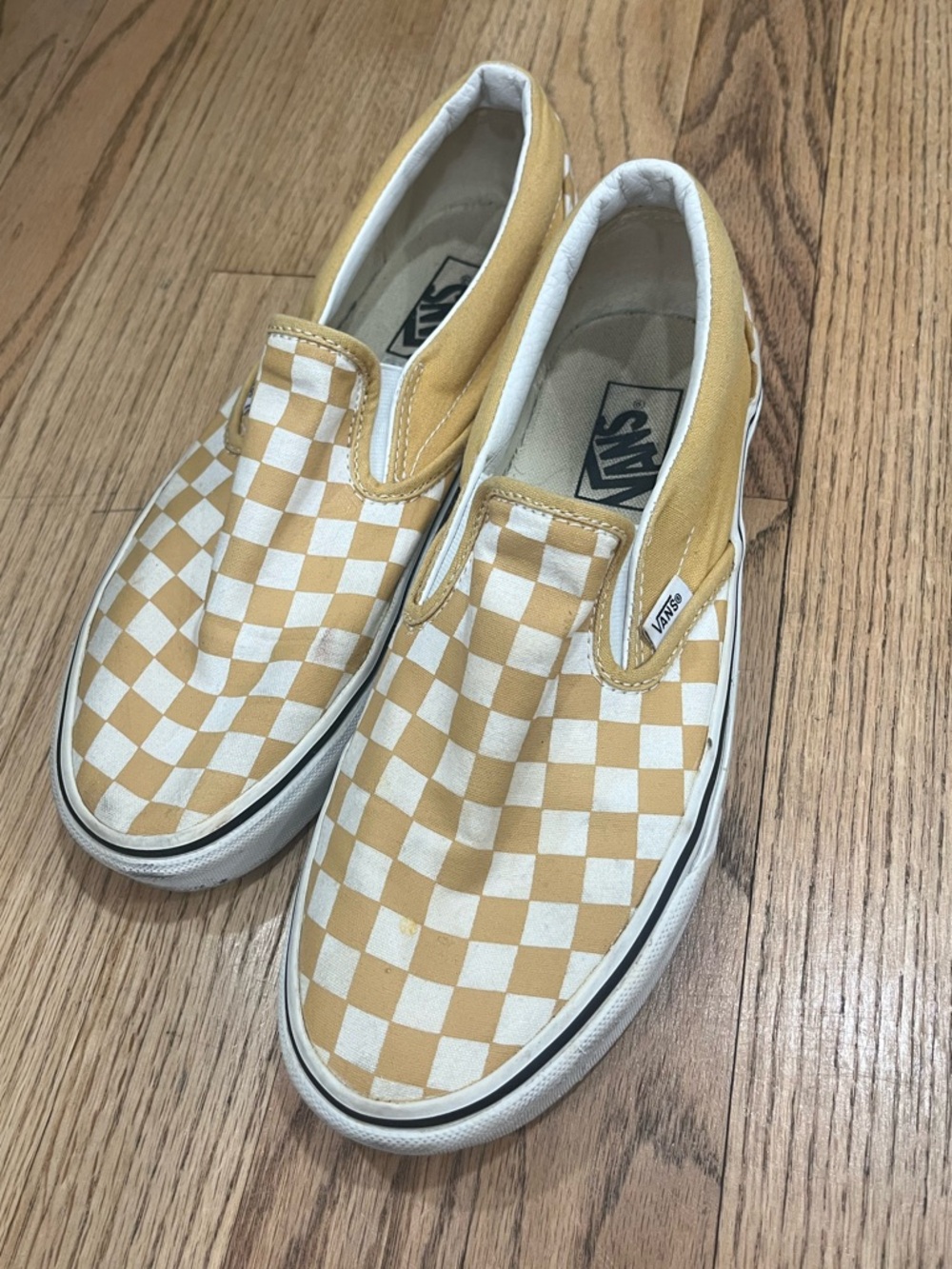 Vans Classic Slip-On Checkerboard Sneakers in Mustard Yellow
